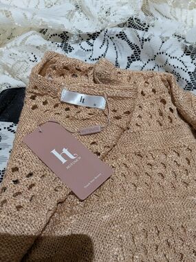 Hotouch Open-Knit V-Neck Cardigan - Camel Tan